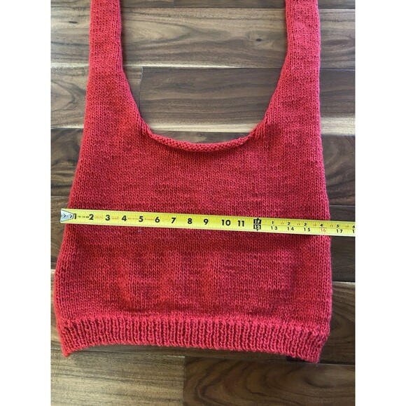 Handmade Knit Faked Sweater Shawl Red 50% Wool One Size - Picture 5 of 8